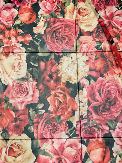 Flowers design print on great quality of nylon spandex power mesh 4-way stretch 58/60” Sold by the YD. Ships worldwide from L.A