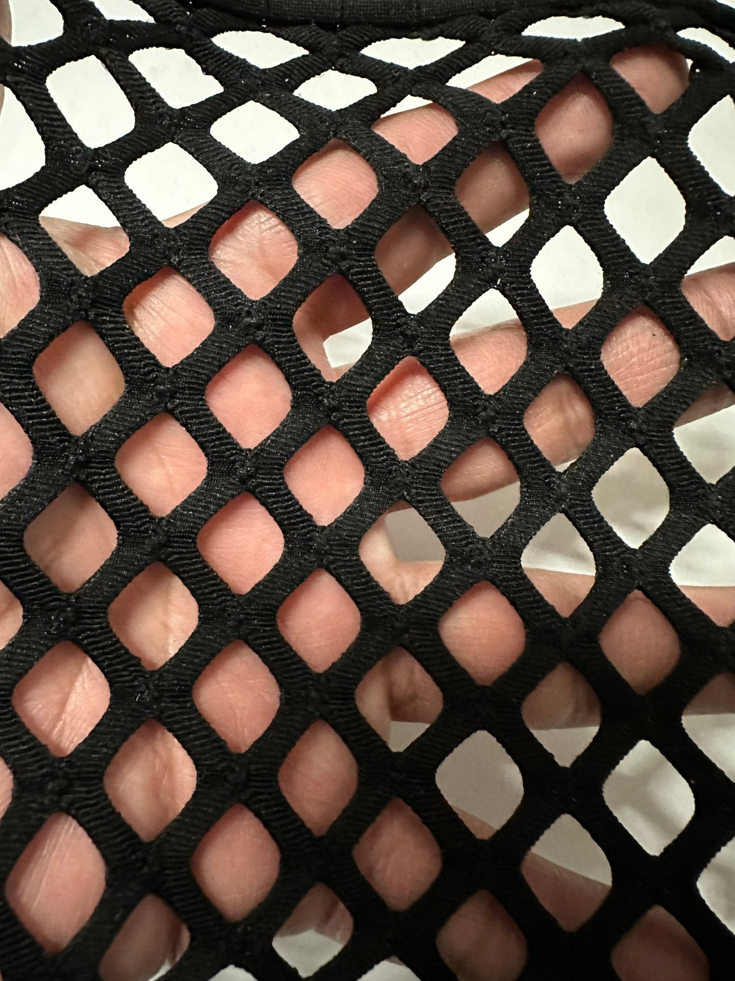 Jumbo size black diamond fishnet nylon spandex 2-way stretch 58/60” Sold by the YD. Ships worldwide from Los Angeles California USA