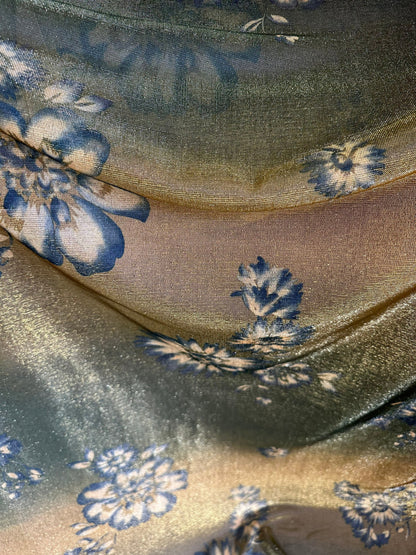 New Iridescent metallic mesh with flower design 2-way stretch 58/60”