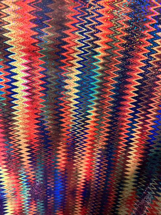 Zigzag tie dye print design on nylon spandex 4way stretch 58/60" sold by the yd. Ships worldwide from Los Angeles California USA