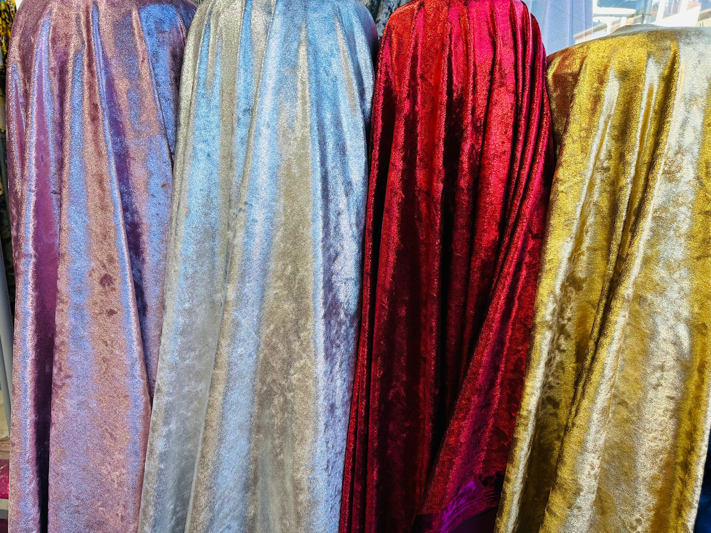 Luxury shimmer stretch velvet high quality 4-way stretch 58/60” Sold by the YD. Ships worldwide from Los Angeles California USA