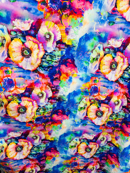 New Abstract Floral design print on great quality of nylon spandex 4-way stretch 58/60”