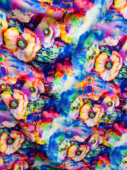 New Abstract Floral design print on great quality of nylon spandex 4-way stretch 58/60”