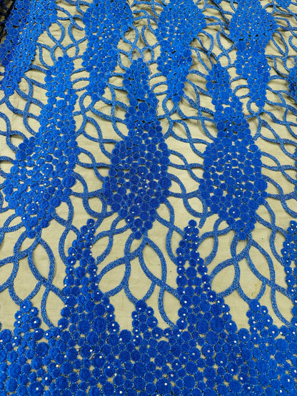 France lace peacock design embroidered high quality lace 2-way stretch 50/52” Sold by the YD.