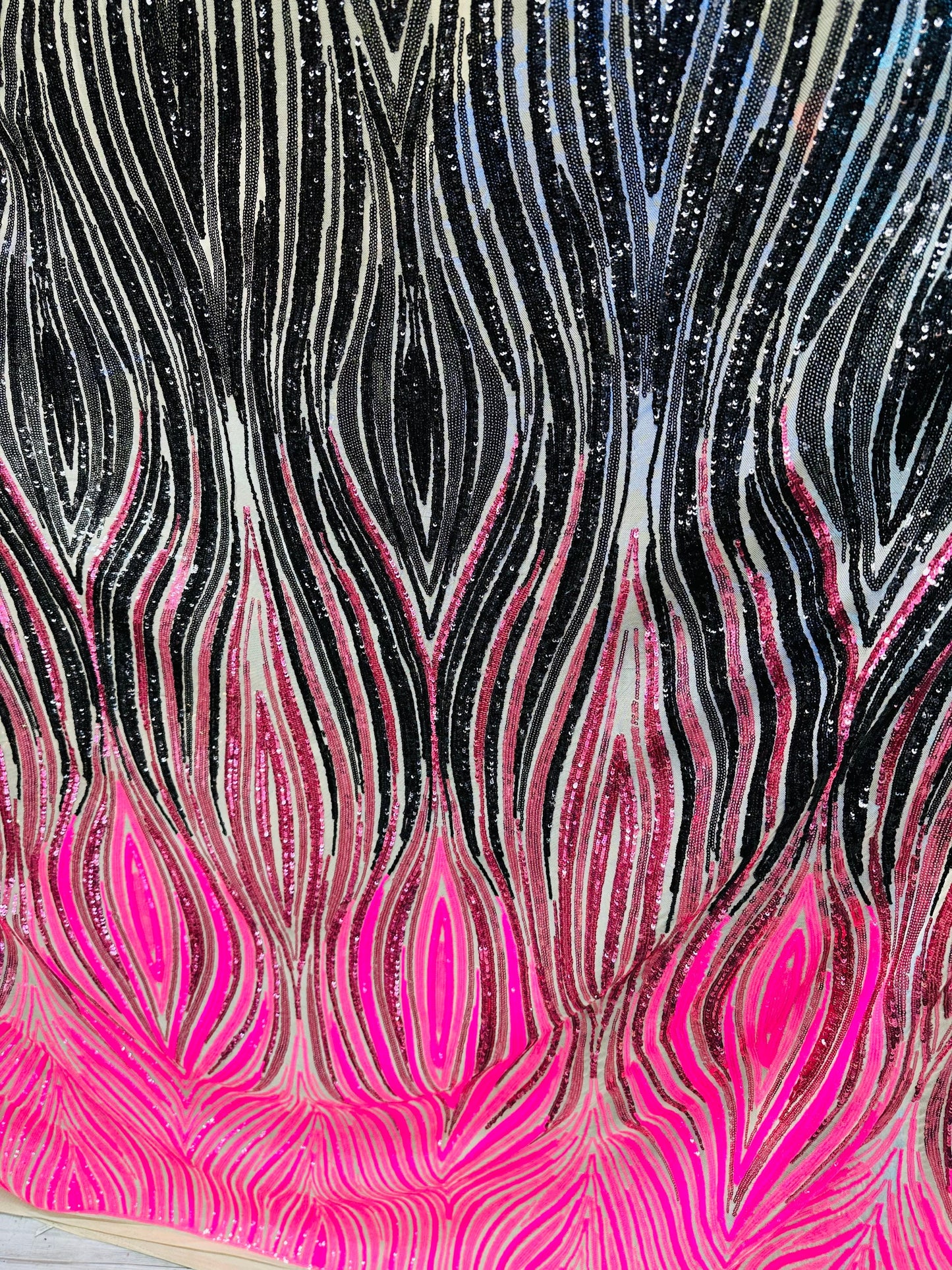 Jennifer Luxury design embroidered sequins on power mesh 4-way stretch 58/60”