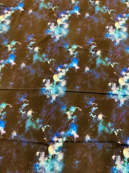 New Galaxy celestial design black & blue print on best quality of nylon spandex 4-way stretch 58/60”