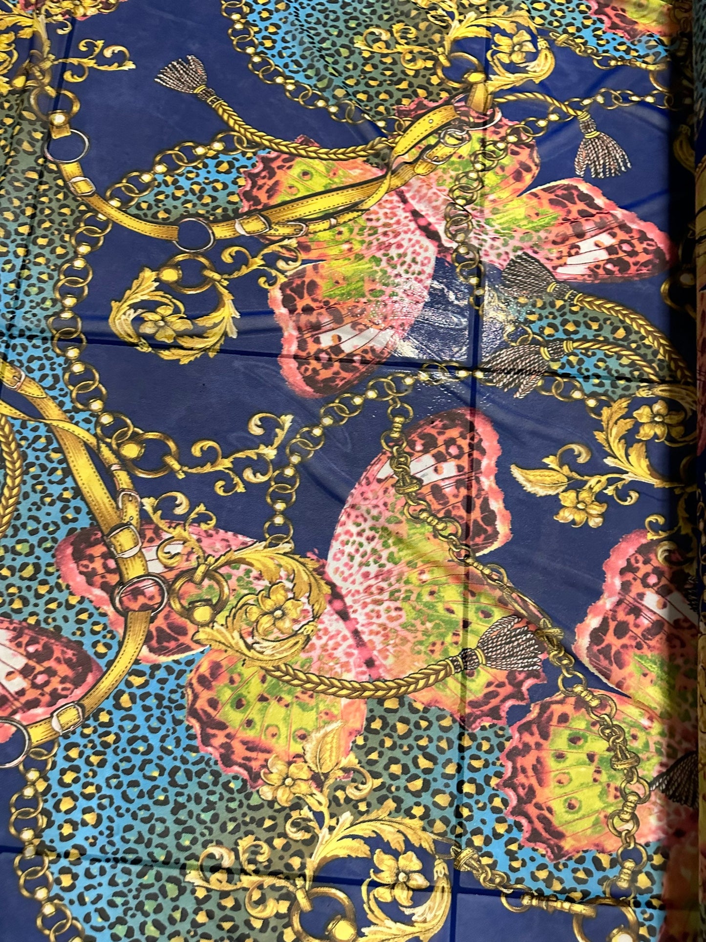 New fashion brand design sapphire/Multi print on great quality of power mesh 4-way stretch 58/60” Sold by the YD. Ships worldwide from Los