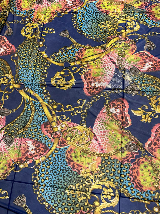 New fashion brand design sapphire/Multi print on great quality of power mesh 4-way stretch 58/60” Sold by the YD. Ships worldwide from Los