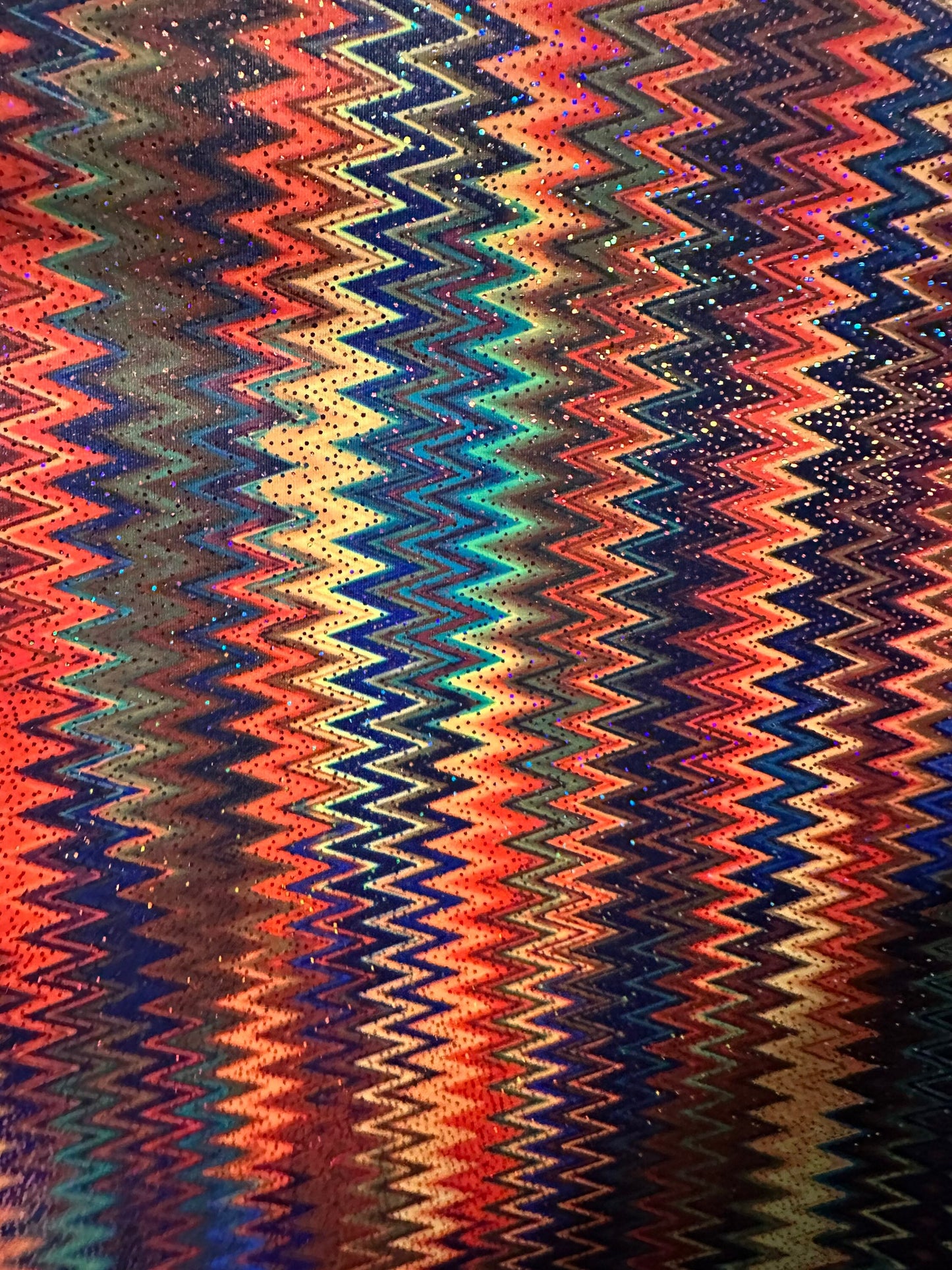 Zigzag tie dye print design on nylon spandex 4way stretch 58/60" sold by the yd. Ships worldwide from Los Angeles California USA