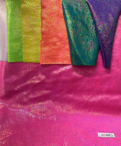 Iridescent Reptile design metallic hologram nylon spandex 4-way stretch high quality fabric 58/60” Sold by the YD.