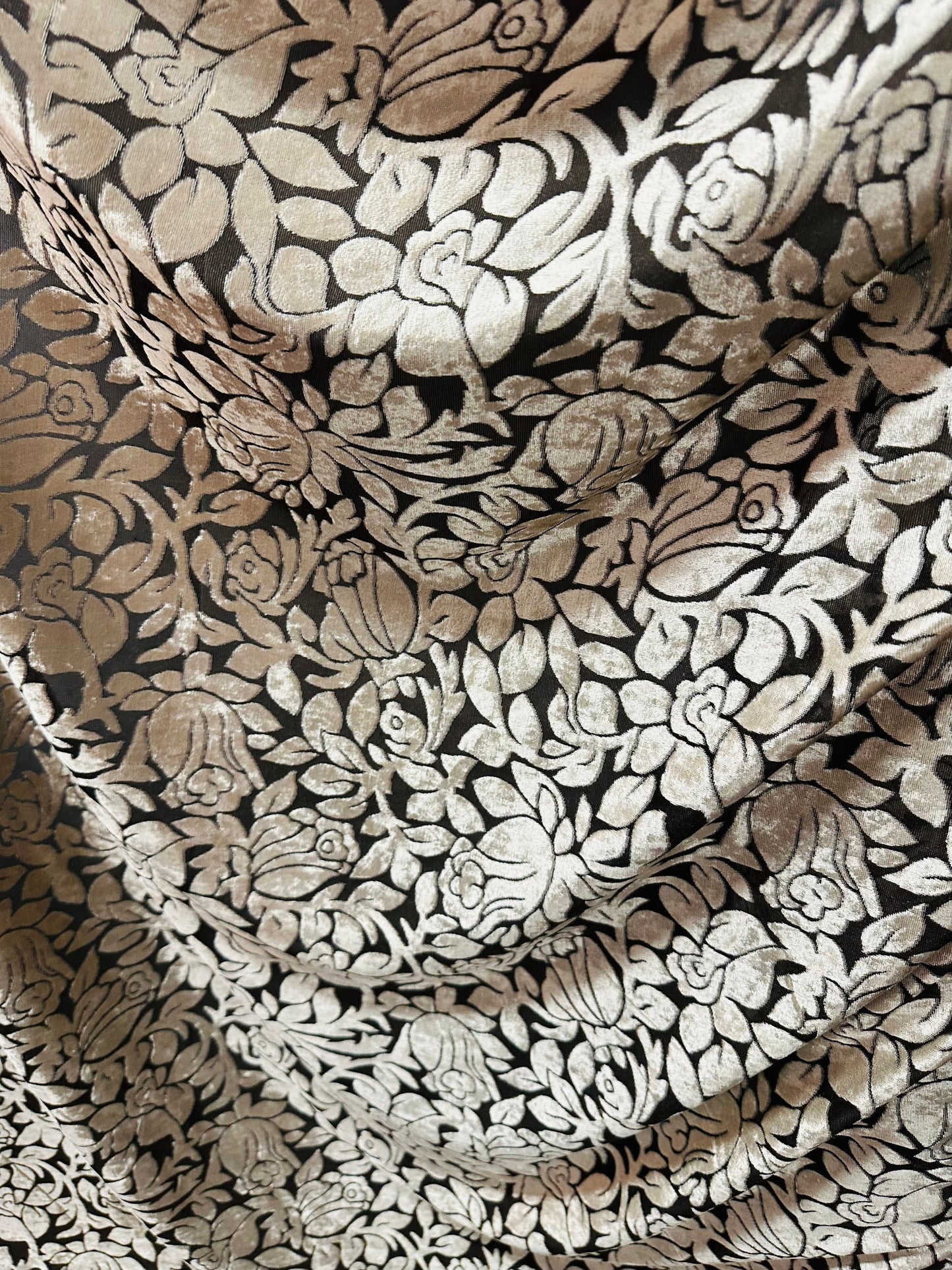 New Luxury floral design burnout stretch velvet 2-way stretch 58/60” Sold by the YD. Ships worldwide from Los Angeles California USA