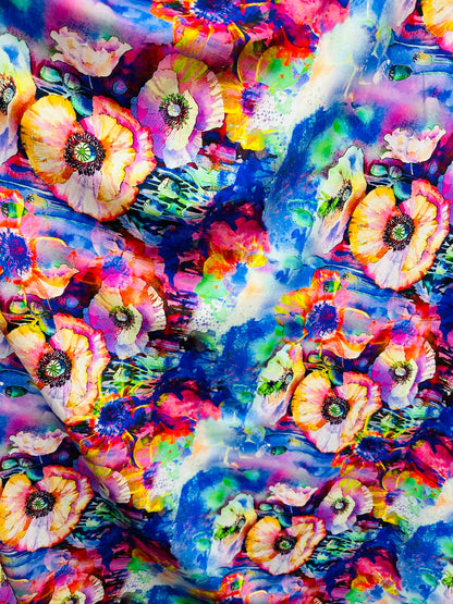New Abstract Floral design print on great quality of nylon spandex 4-way stretch 58/60”