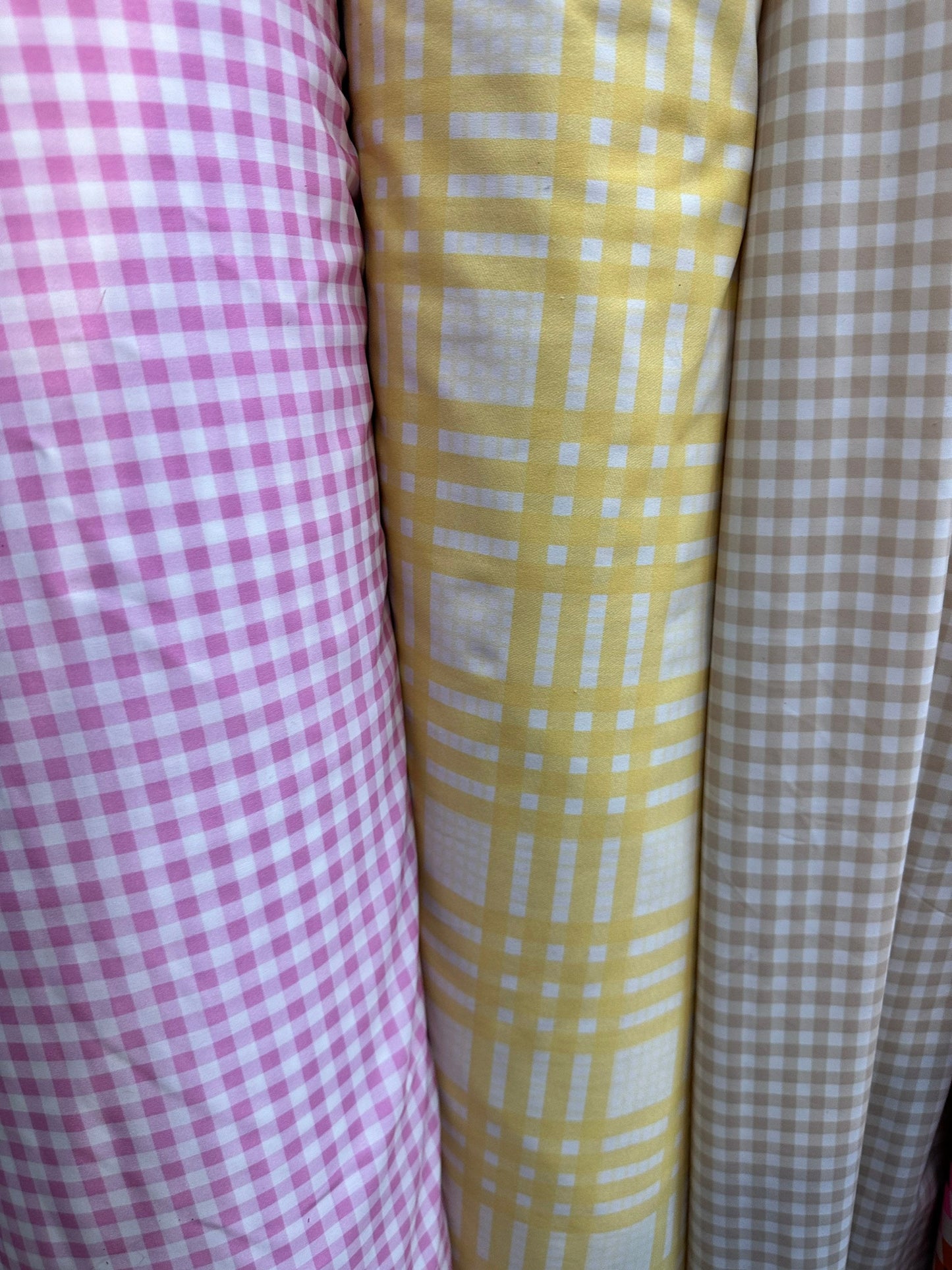 Gingham design print on great quality of nylon spandex 4-way stretch 58/60” Sold by the YD.