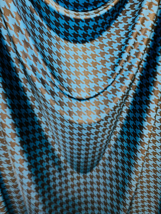 Houndstooth design print on great quality of nylon spandex 4-way stretch 58/60” Sold by the YD. Ships worldwide from L.A