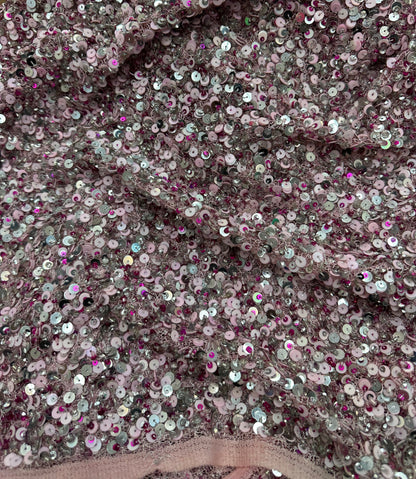 France luxury sequins and beaded lace on stretch silky mesh 2-way stretch high quality fabric for elegant dresses and fashion apparel