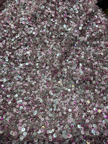 France luxury sequins and beaded lace on stretch silky mesh 2-way stretch high quality fabric for elegant dresses and fashion apparel