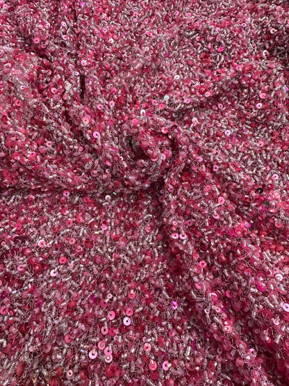 France luxury sequins and beaded lace on stretch silky mesh 2-way stretch high quality fabric for elegant dresses and fashion apparel
