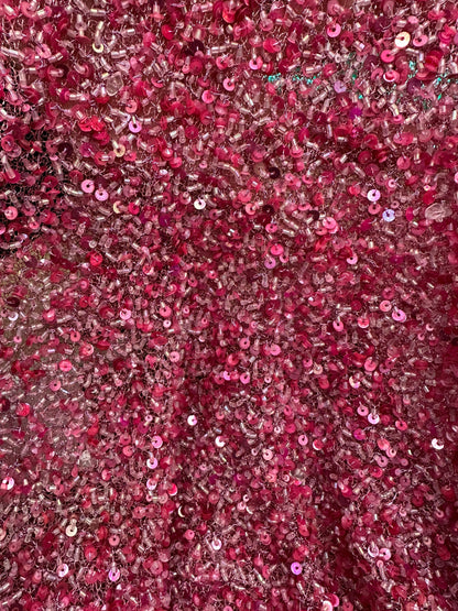 France luxury sequins and beaded lace on stretch silky mesh 2-way stretch high quality fabric for elegant dresses and fashion apparel