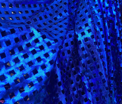 Geometric Lacer cut all over foil nylon spandex 4-way stretch 58/60” Sold by the YD. Ships worldwide from Los Angeles California USA