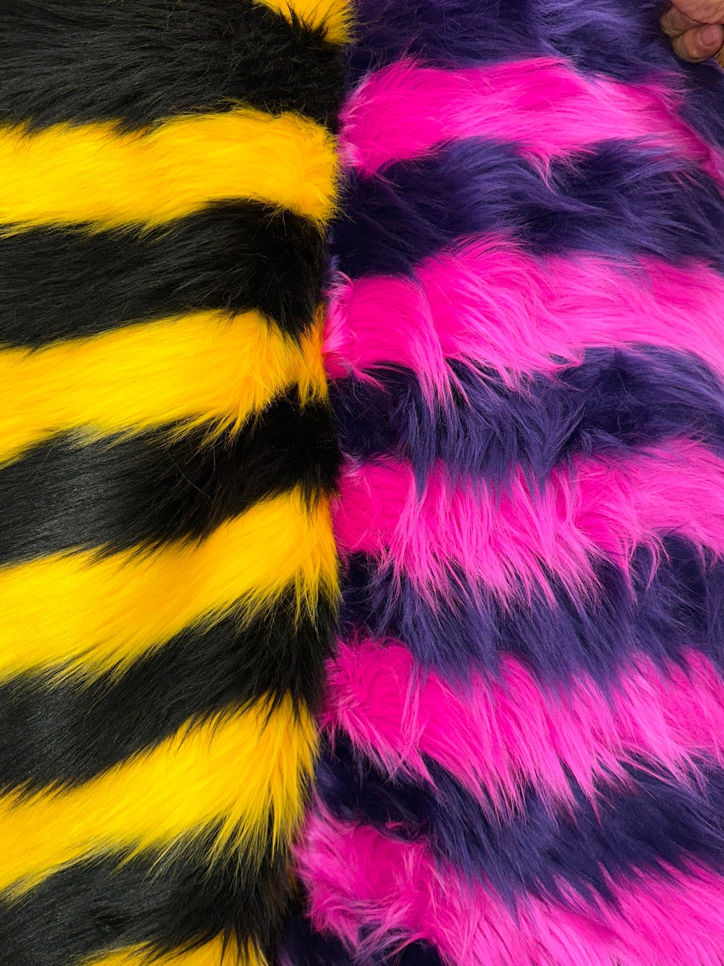 Luxury Faux Fur stripes design high quality Sold by the YD. Ships worldwide from Los Angeles California USA