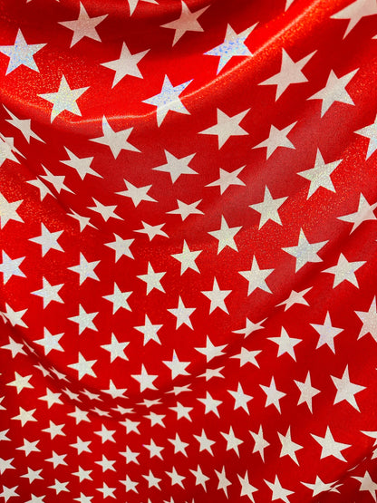 Freedom American flag design metallic stars design and metallic stripes design 4-way stretch 58/60” Sold by the YD. Ships worldwide from Los