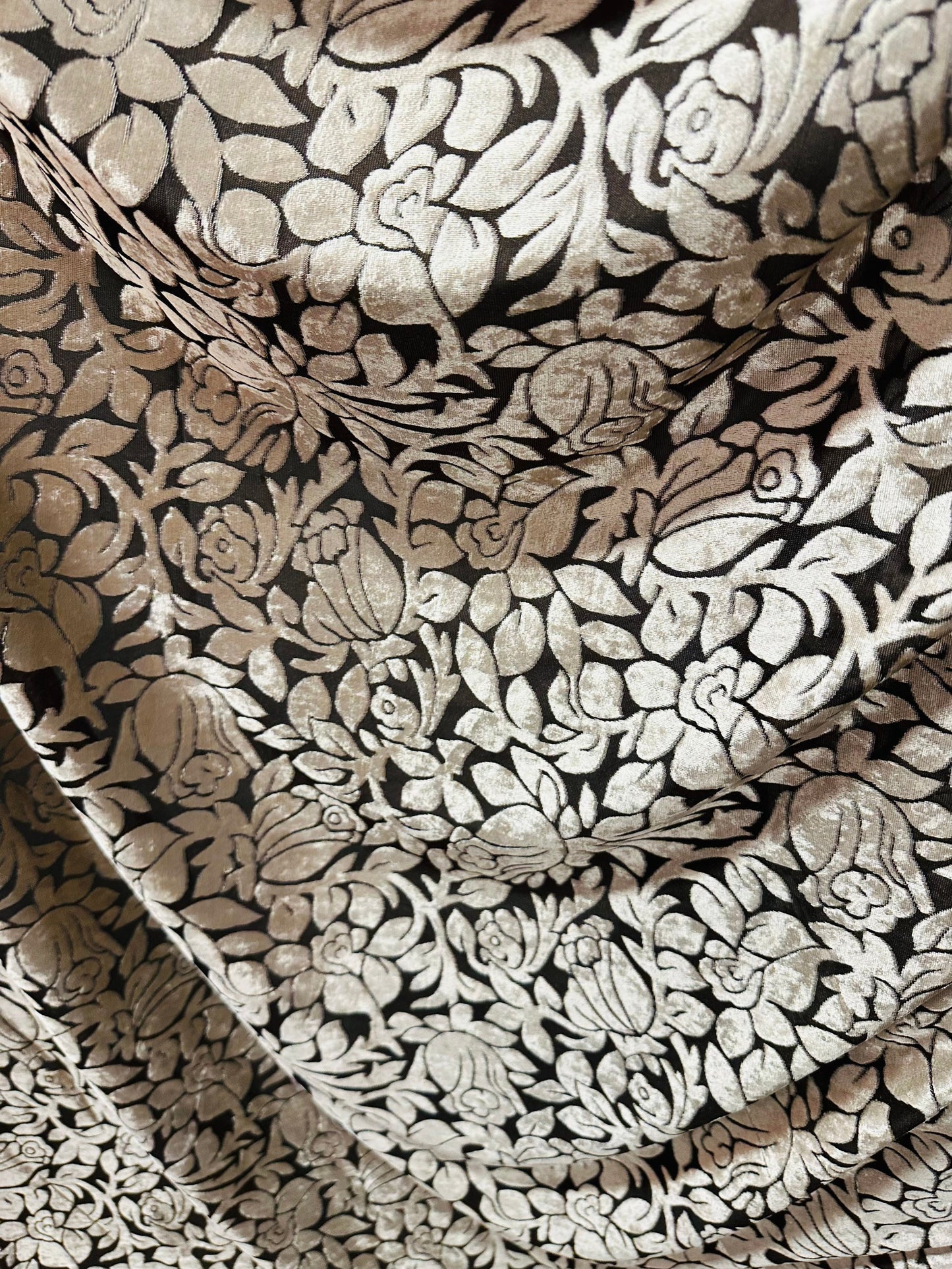 New Luxury floral design burnout stretch velvet 2-way stretch 58/60” Sold by the YD. Ships worldwide from Los Angeles California USA