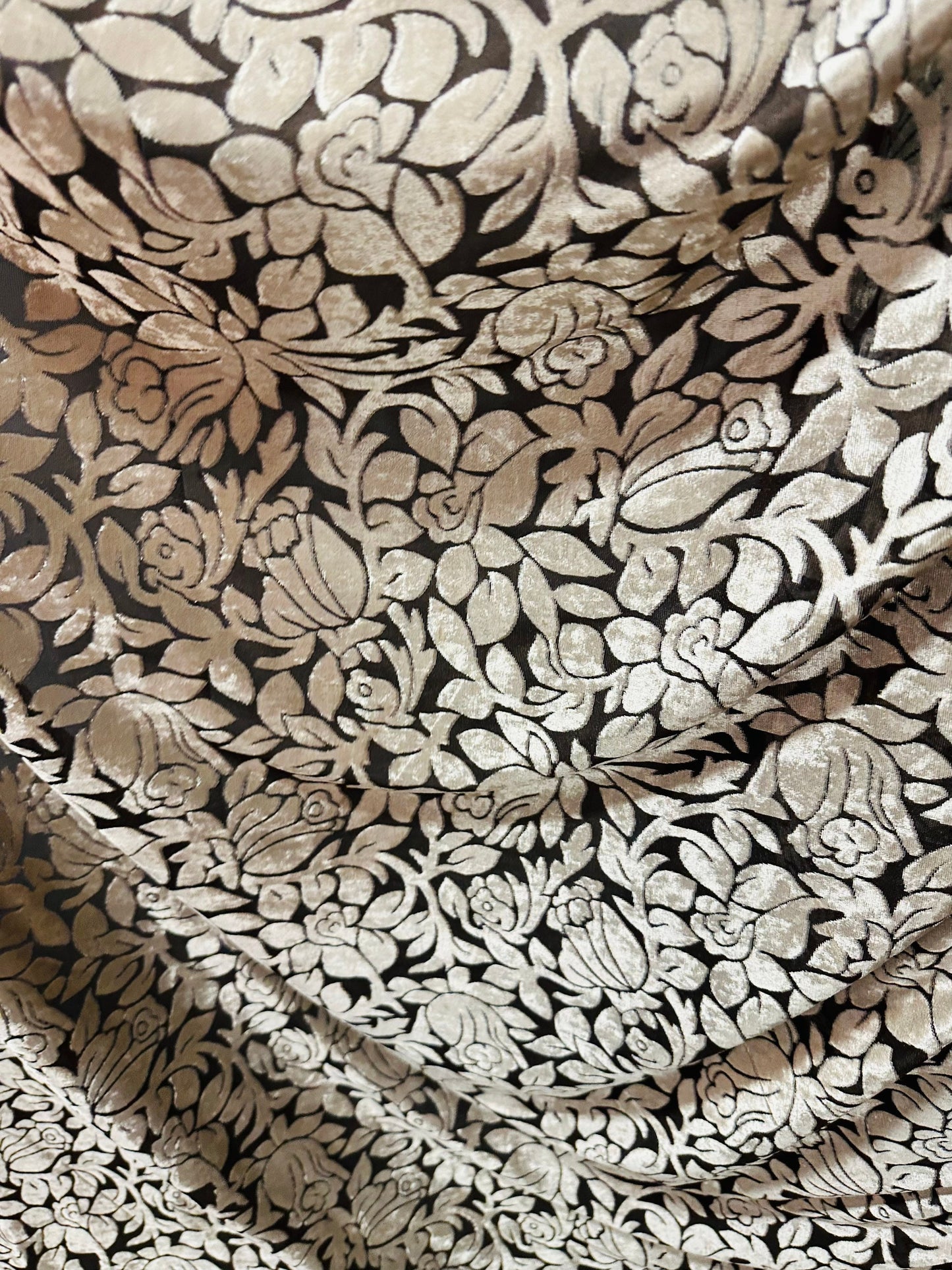 New Luxury floral design burnout stretch velvet 2-way stretch 58/60” Sold by the YD. Ships worldwide from Los Angeles California USA