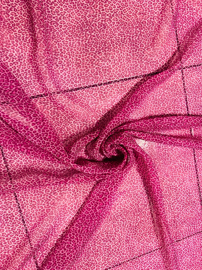 Exotic Cheetah design print on great quality of poly spandex 4-way stretch and poly chiffon non stretch 58/60” Sold by the YD.