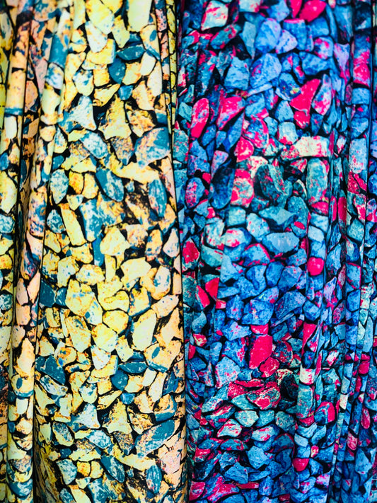 Pebbles abstract design print on best quality of nylon spandex 4-way stretch 58/60”