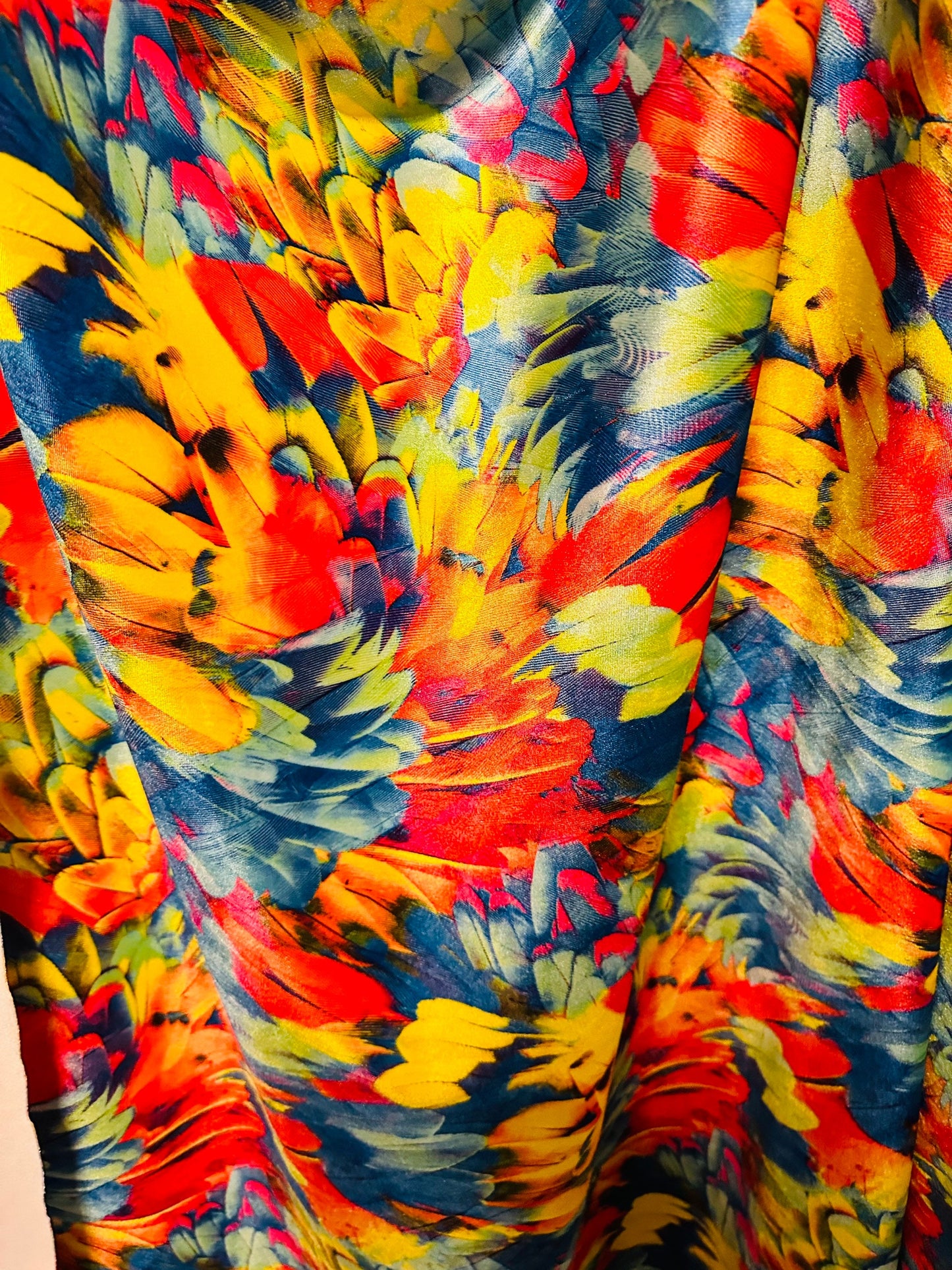 New Feathers abstract design colorful print on best quality of stretch velvet 4-way stretch 58/60” Sold by the YD.