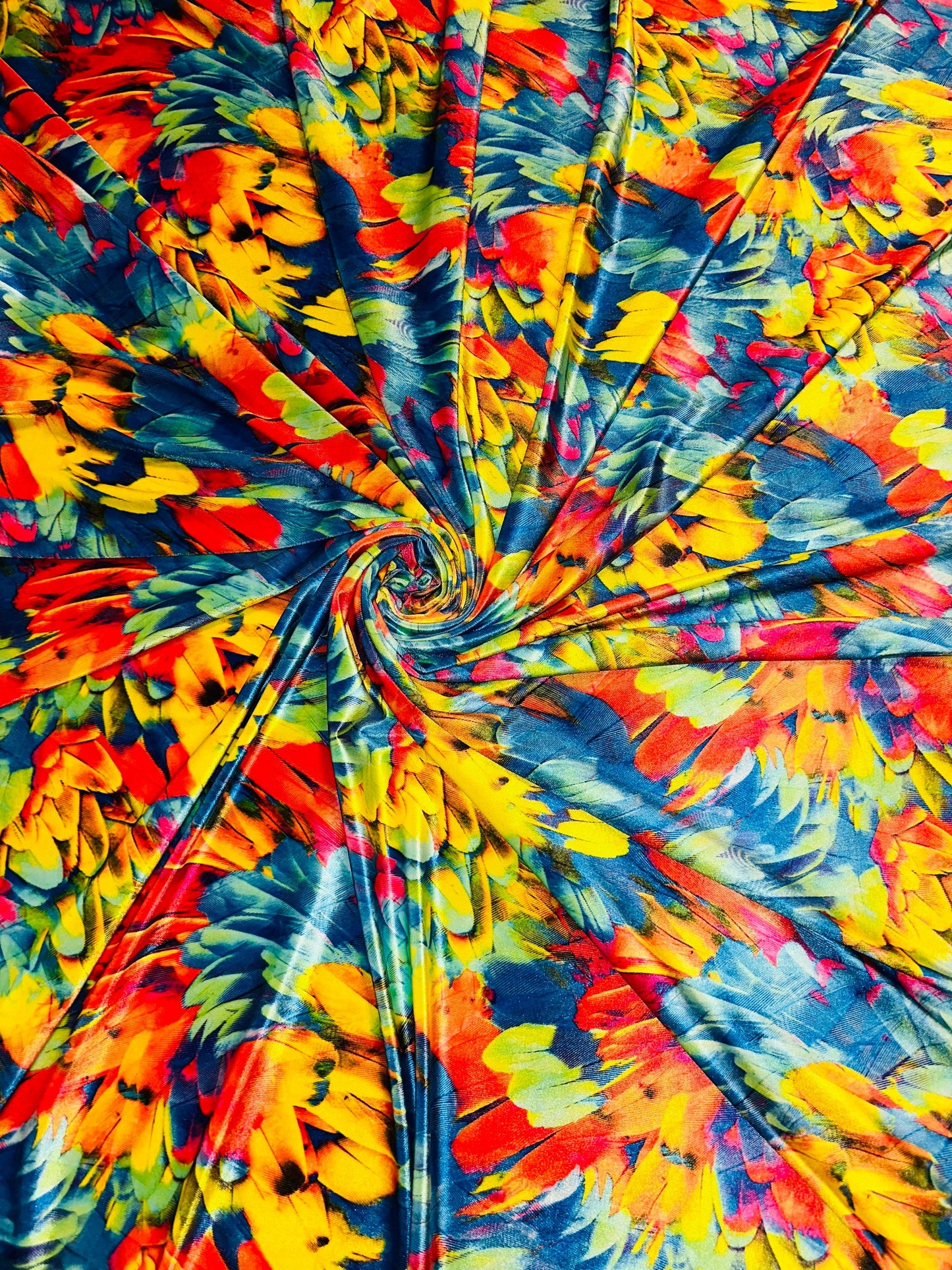 New Feathers abstract design colorful print on best quality of stretch velvet 4-way stretch 58/60” Sold by the YD.