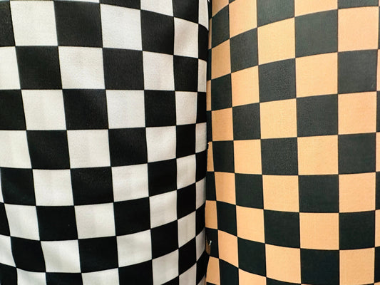 Checkered design 1” print on great quality of nylon spandex 4-way 58/60” Sold by the YD. Ships Worldwide from Los Angeles California USA.