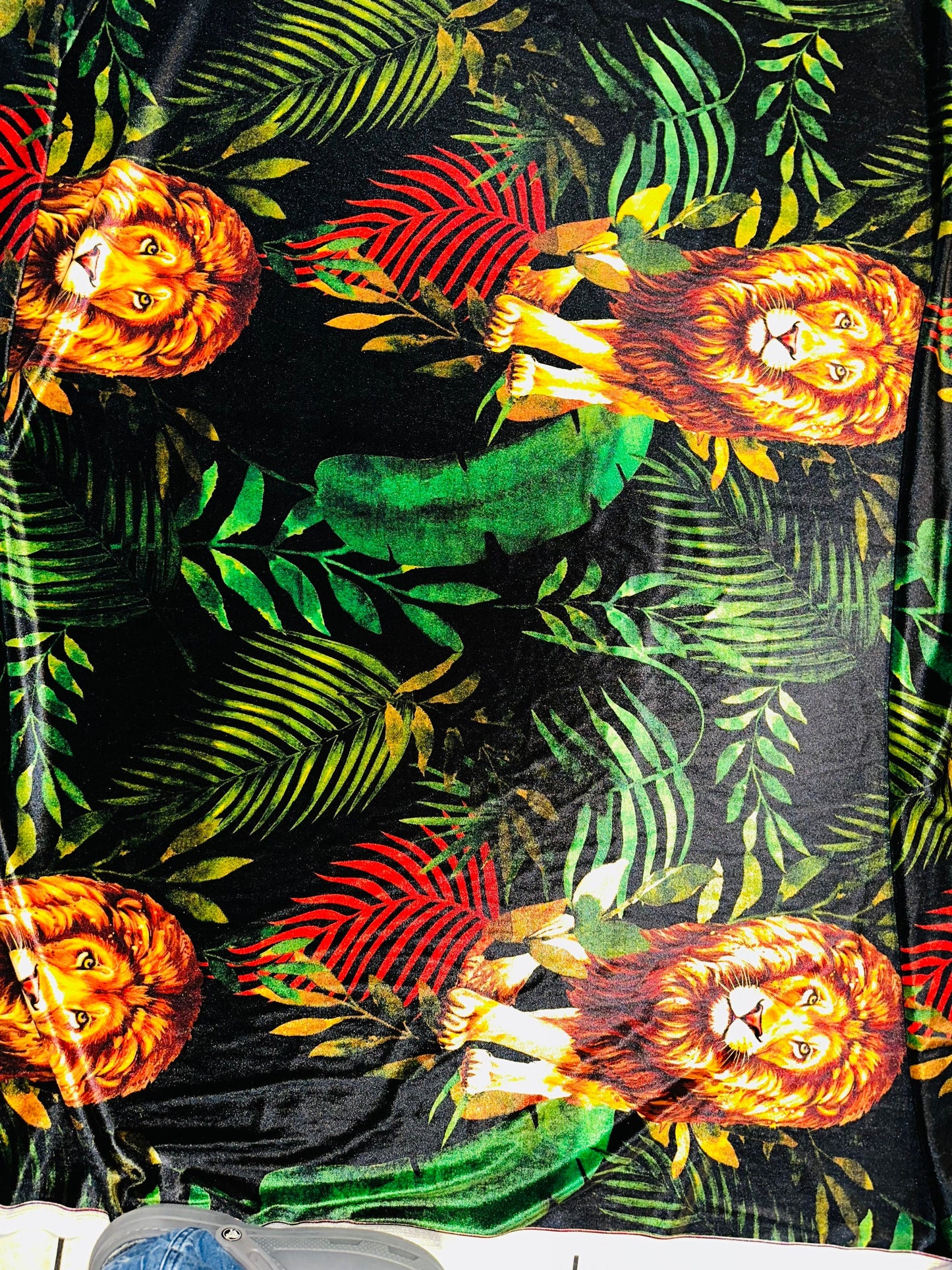 New Exotic Lion King design print on luxury stretch velvet 4-way stretch 58/60” Sold by the YD.