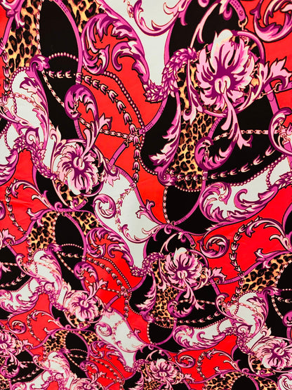 New Brand fashion design Lavender/Red print on great quality of nylon spandex 4-way stretch 58/59” Sold by the YD. Ships Worldwide From LA