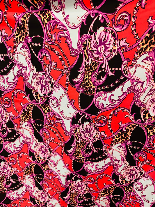 New Brand fashion design Lavender/Red print on great quality of nylon spandex 4-way stretch 58/59” Sold by the YD. Ships Worldwide From LA