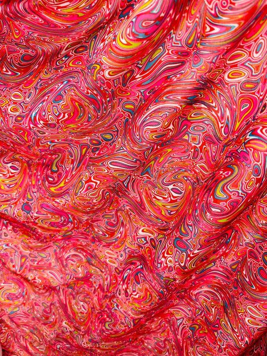 Modern lava  abstract design print on best quality of nylon spandex 4-way stretch 58/60” Sold by the YD. Ships worldwide