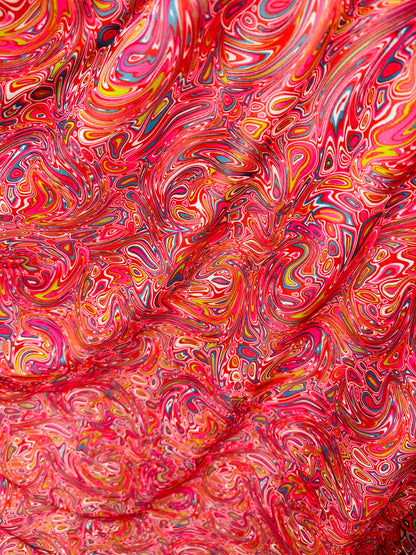 Modern lava  abstract design print on best quality of nylon spandex 4-way stretch 58/60” Sold by the YD. Ships worldwide