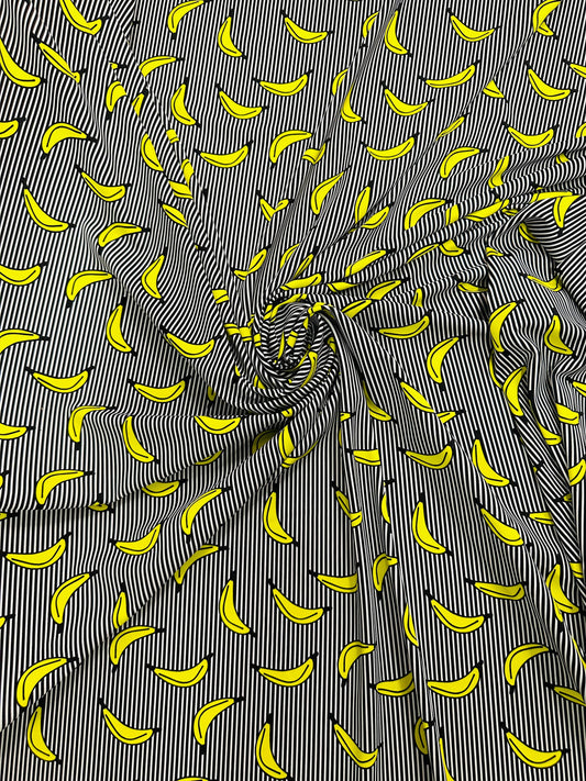 New banana design print on best quality of nylon spandex 4-way stretch 58/60” Sold by the YD. Ships worldwide from L.A