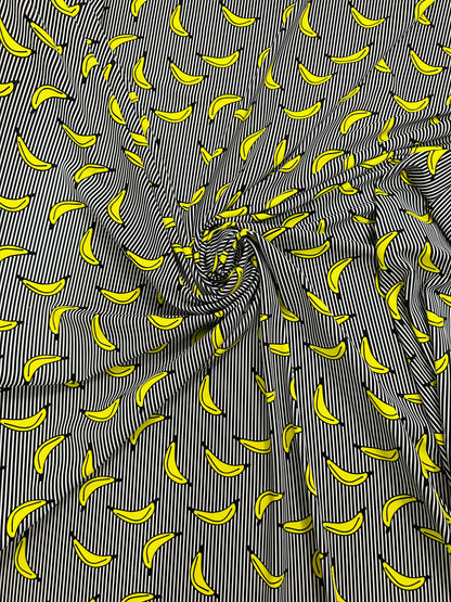 New banana design print on best quality of nylon spandex 4-way stretch 58/60” Sold by the YD. Ships worldwide from L.A