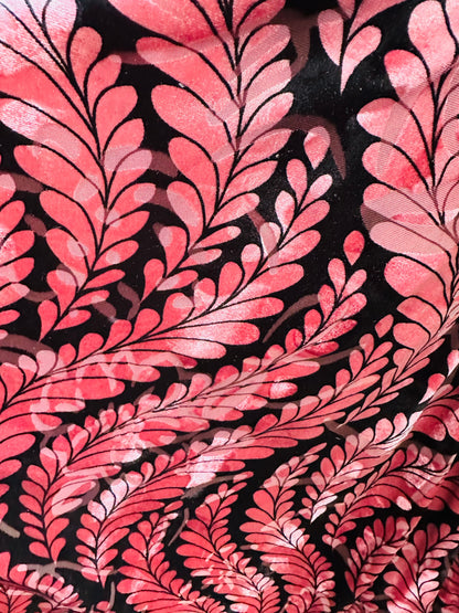 New Luxury Italian Burnout stretch velvet leaves abstract design silky high quality 4-way stretch 54/55” Sold by the YD. Ships worldwide