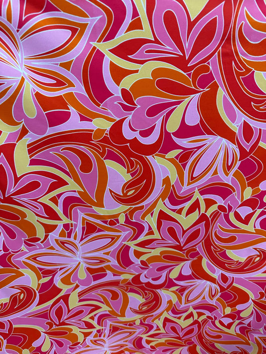 Floral abstract design print on best quality of nylon spandex 4-way stretch 58/60” Sold by the YD. Ships worldwide from L.A