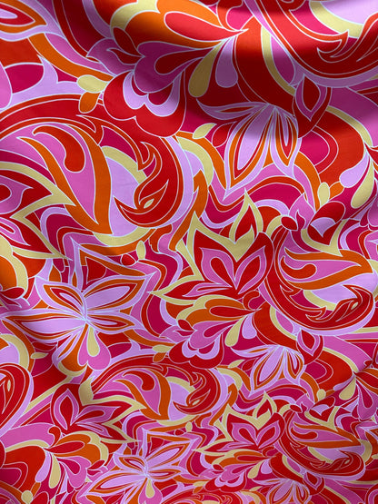 Floral abstract design print on best quality of nylon spandex 4-way stretch 58/60” Sold by the YD. Ships worldwide from L.A