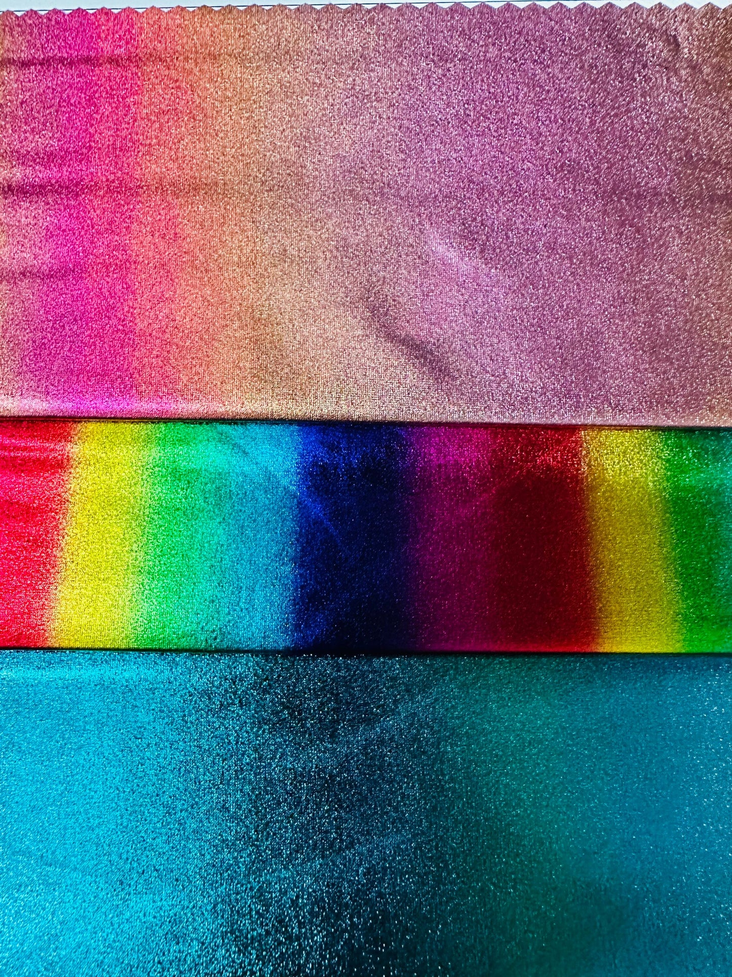 Ombre design all over foil nylon spandex 4-way stretch 58/60” Sold by the YD. Ships worldwide from Los Angeles California USA