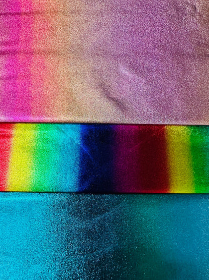 Ombre design all over foil nylon spandex 4-way stretch 58/60” Sold by the YD. Ships worldwide from Los Angeles California USA