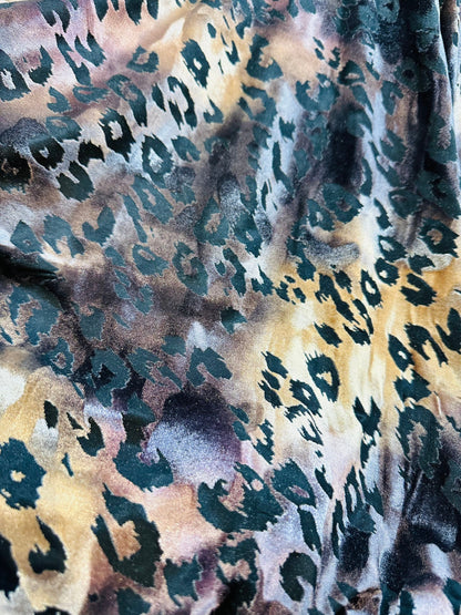 Leopard design in luxury burnout stretch velvet 4-way stretch 58/60” Sold by the YD.