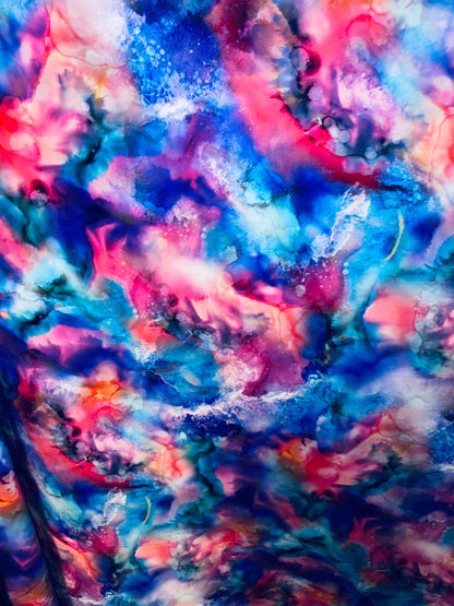 New Abstract Tye Dye design Colorful print on best quality of nylon spandex 4-way stretch 58/60” Sold by the YD.