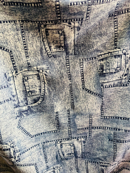 New denim jeans design print on great quality of nylon spandex 4-way stretch 58/60” Sold by the YD.