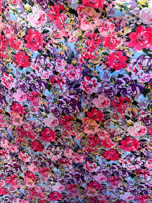 New Luxury Floral design Multicolor print on great quality of nylon spandex 4-way stretch 58/60” Sold by the YD.