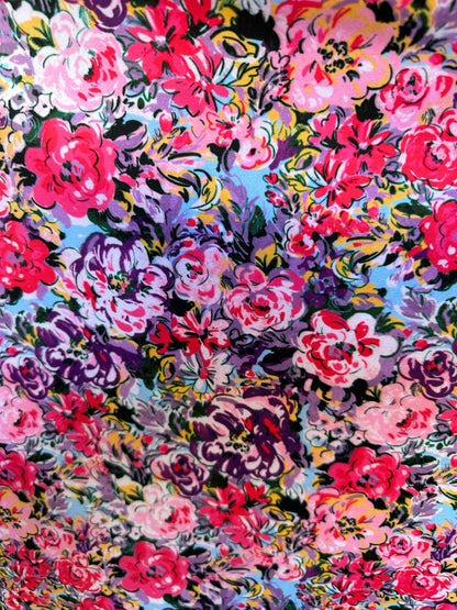 New Luxury Floral design Multicolor print on great quality of nylon spandex 4-way stretch 58/60” Sold by the YD.