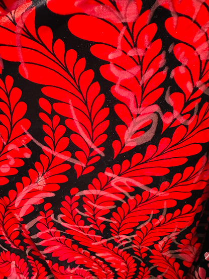 New Luxury Italian Burnout stretch velvet leaves abstract design silky high quality 4-way stretch 54/55” Sold by the YD. Ships worldwide